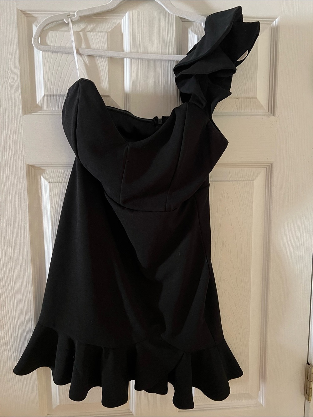 Lulu's Black One-Shoulder Ruffle Mini Dress - Picture 8 of 8